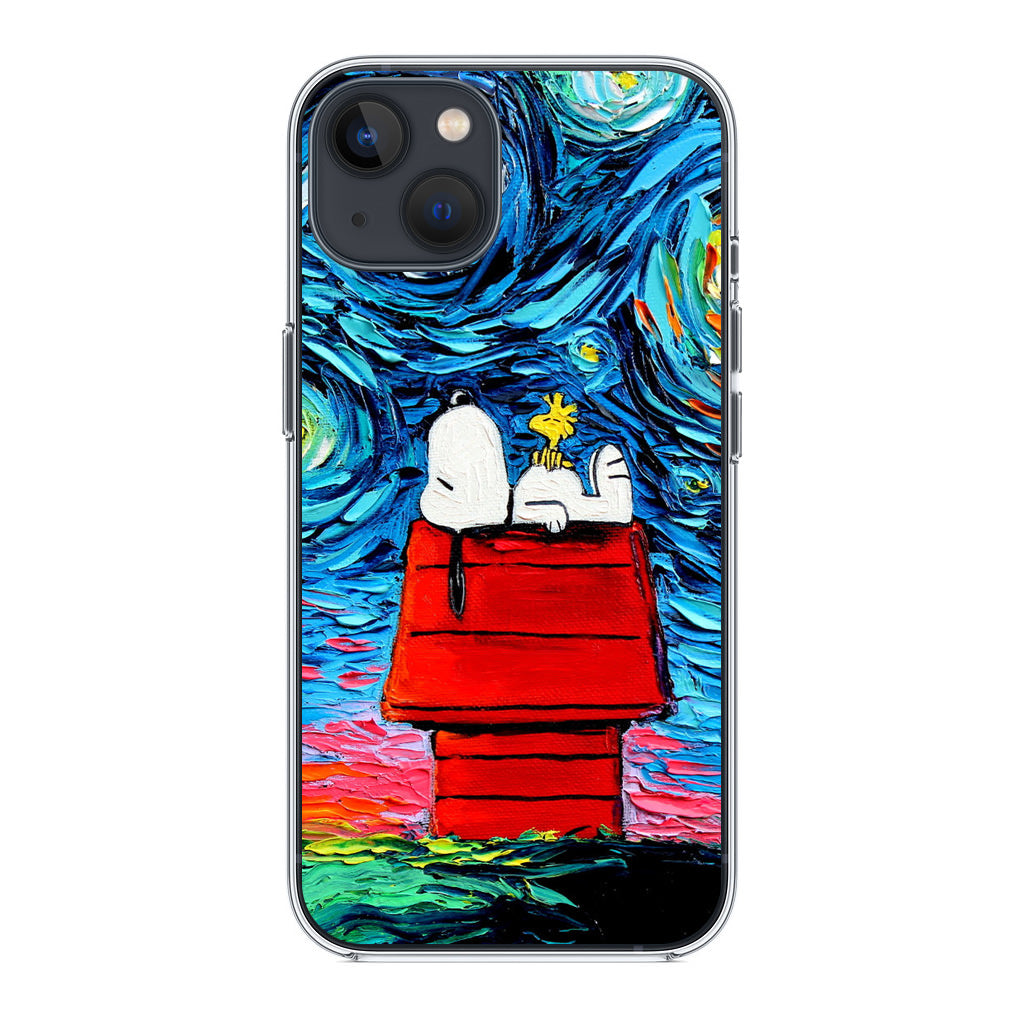 Dog Lying Under Starry Night Van Gogh iPhone 15 / 15 Plus Case