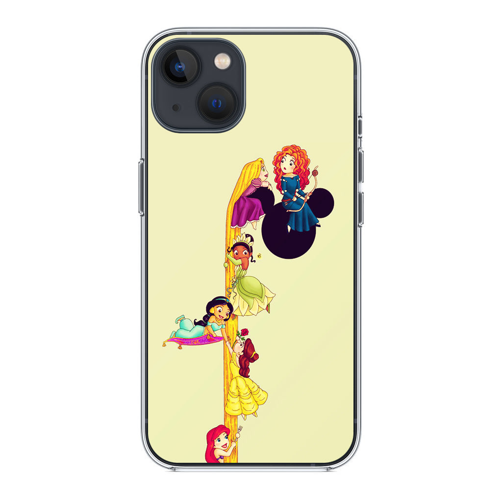 Princesses Climbing Rapunzel's Hair iPhone 14 / 14 Plus Case