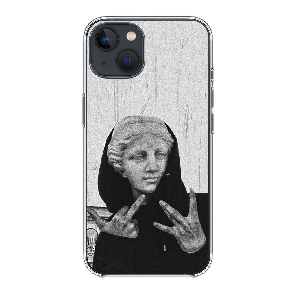 Greek Statue Wearing Hoodie iPhone 14 / 14 Plus Case