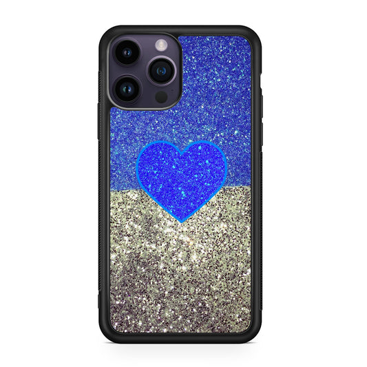 Love Glitter Blue and Grey iPhone 14 Pro / 14 Pro Max Case