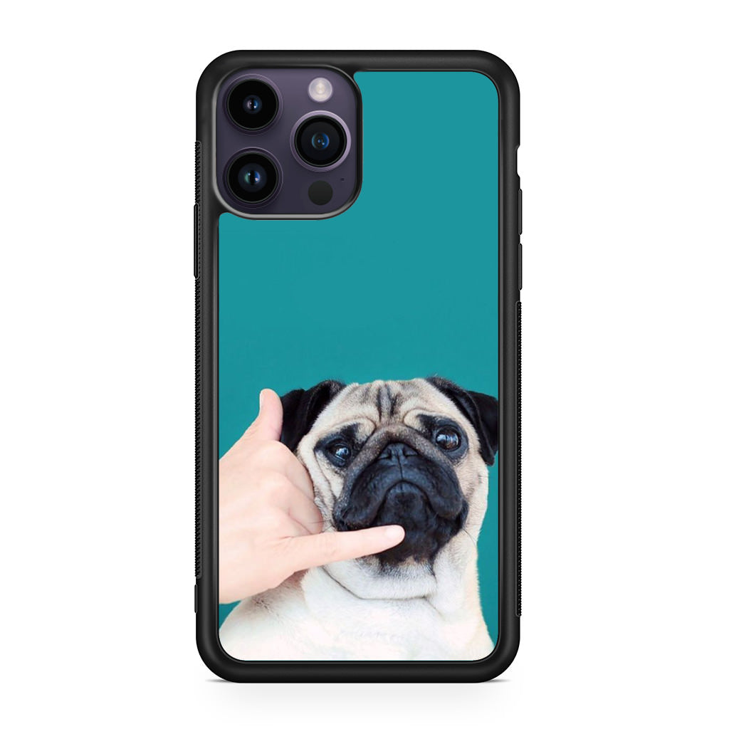 Pug is on the Phone iPhone 14 Pro / 14 Pro Max Case