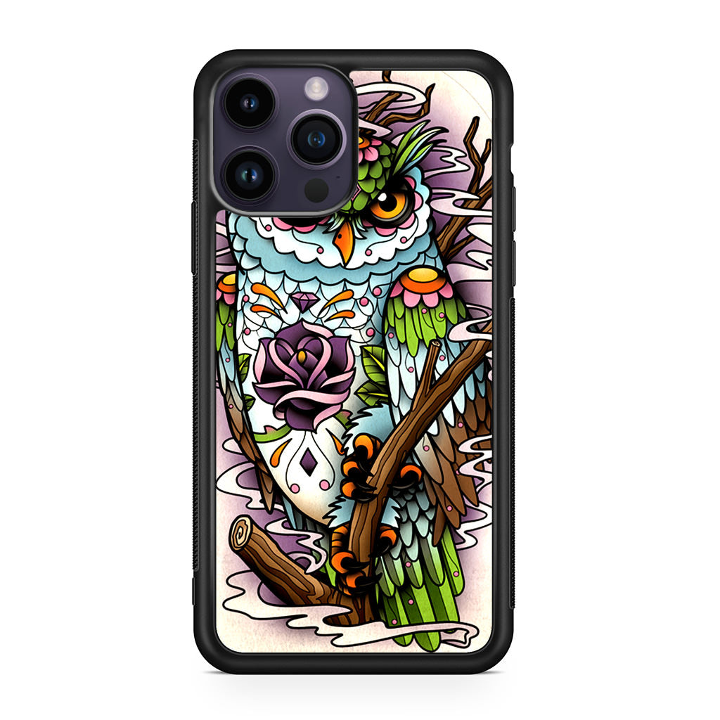 Sugar Skull Owl Tattoo iPhone 14 Pro / 14 Pro Max Case