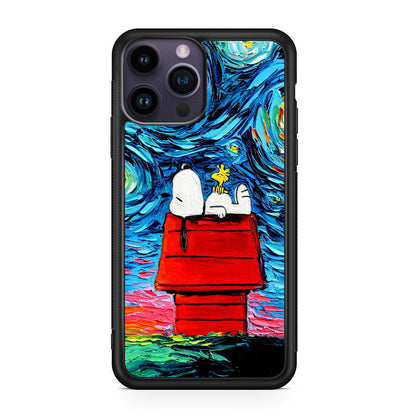 Dog Lying Under Starry Night Van Gogh iPhone 15 Pro / 15 Pro Max Case