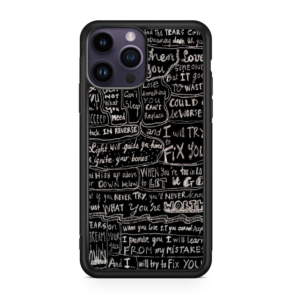 Fix You Lyrics iPhone 14 Pro / 14 Pro Max Case