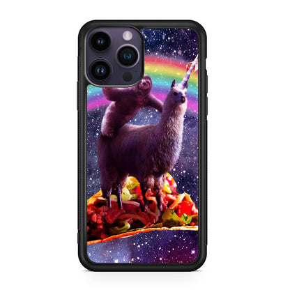 LLama And Sloth On Space iPhone 14 Pro / 14 Pro Max Case