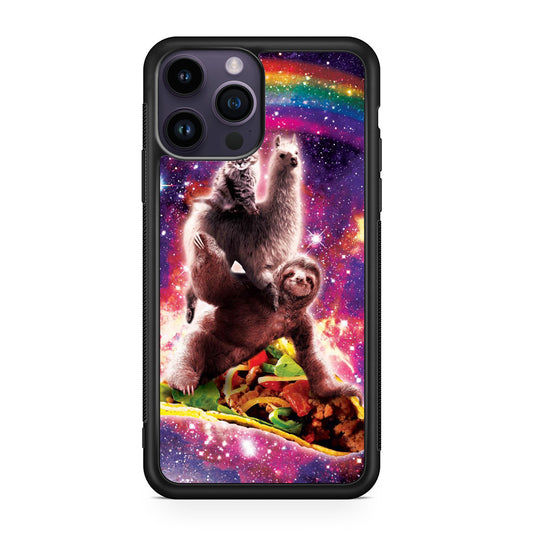 LLama Sloth And Cat Playing Together iPhone 14 Pro / 14 Pro Max Case