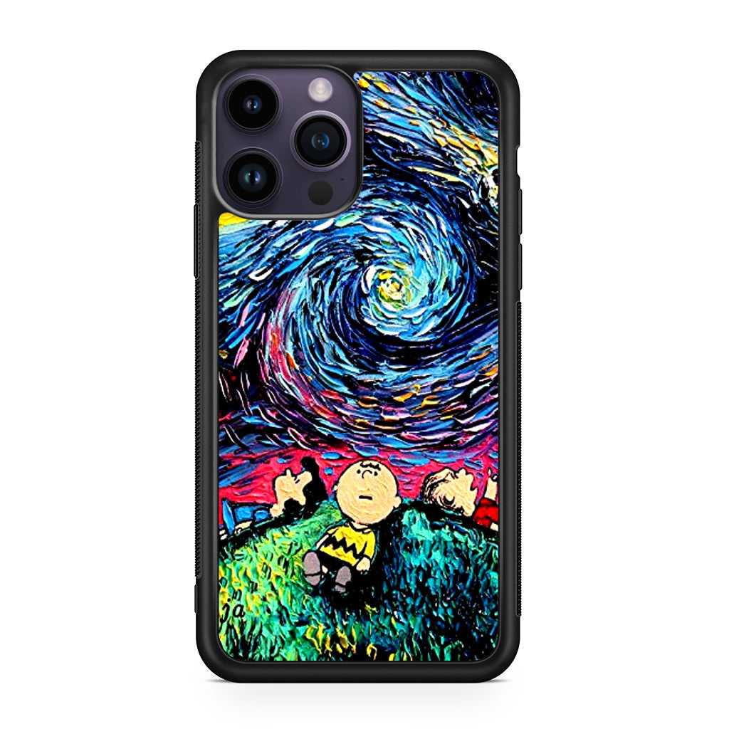 Peanuts At Starry Night iPhone 15 Pro / 15 Pro Max Case