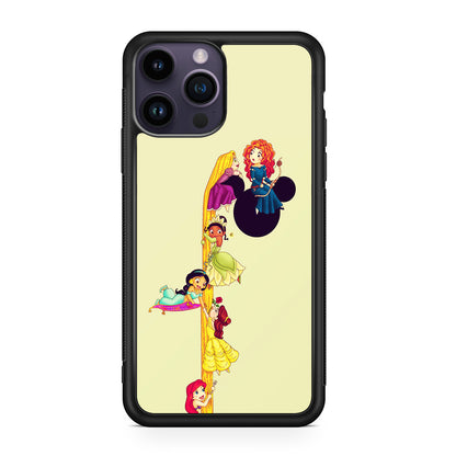 Princesses Climbing Rapunzel's Hair iPhone 14 Pro / 14 Pro Max Case