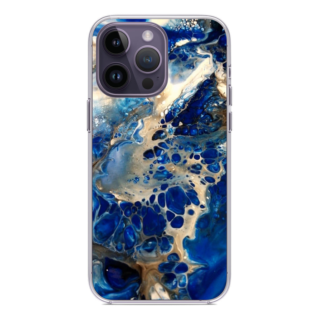 Abstract Golden Blue Paint Art iPhone 14 Pro / 14 Pro Max Case