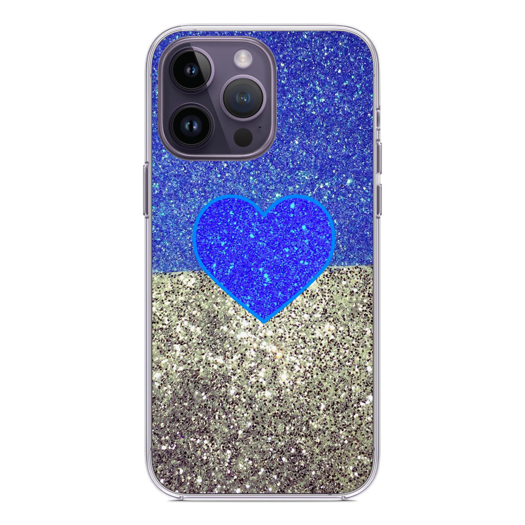 Love Glitter Blue and Grey iPhone 14 Pro / 14 Pro Max Case