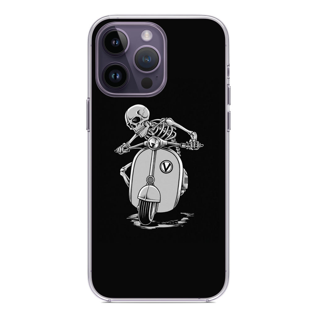 Skeleton Rides Scooter iPhone 14 Pro / 14 Pro Max Case