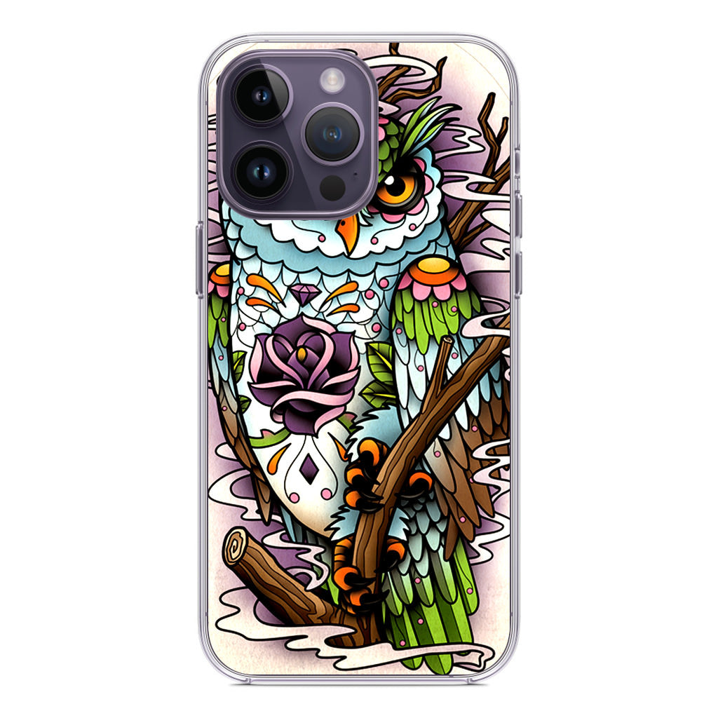 Sugar Skull Owl Tattoo iPhone 14 Pro / 14 Pro Max Case