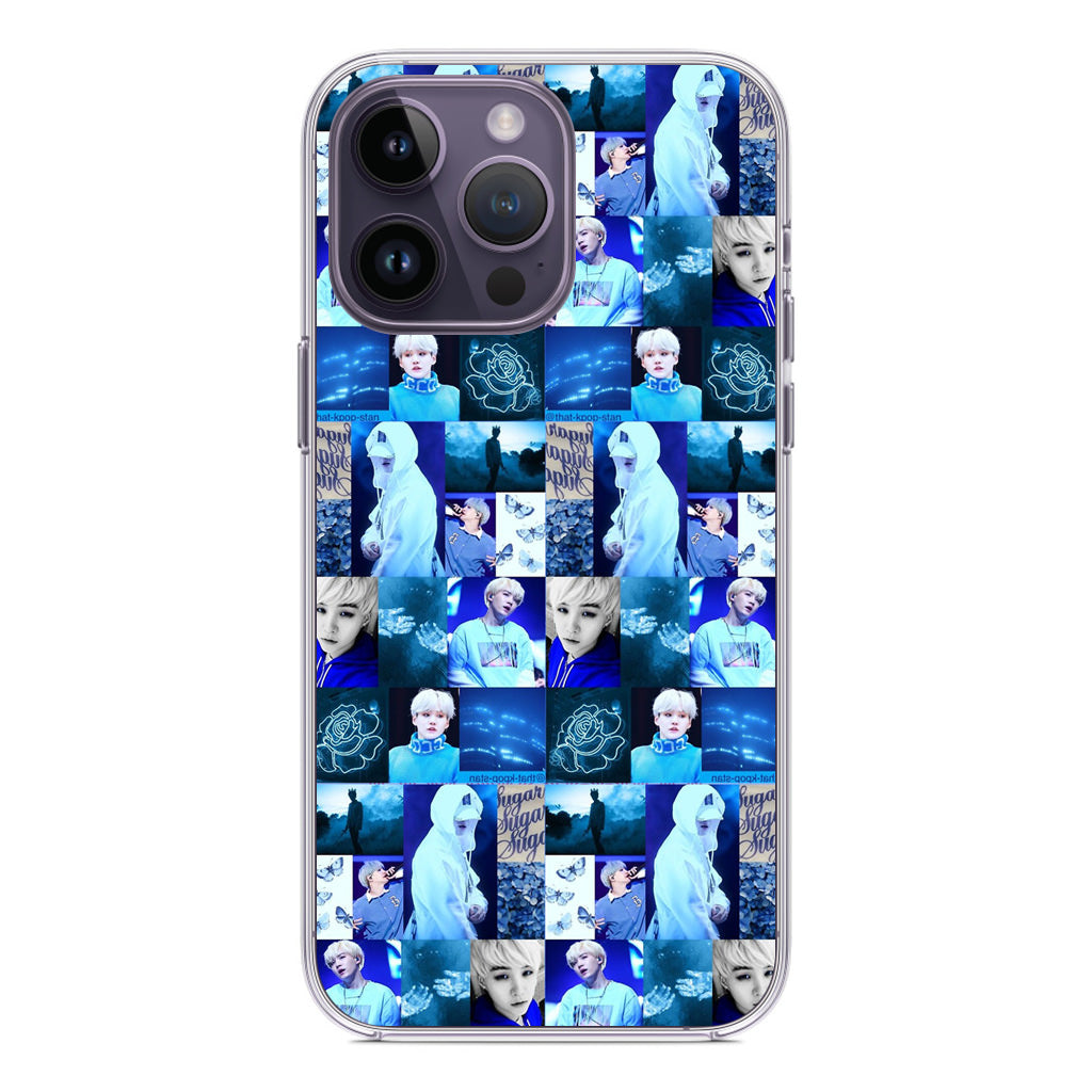 BTS Suga Blue Aesthetic Collage iPhone 14 Pro / 14 Pro Max Case