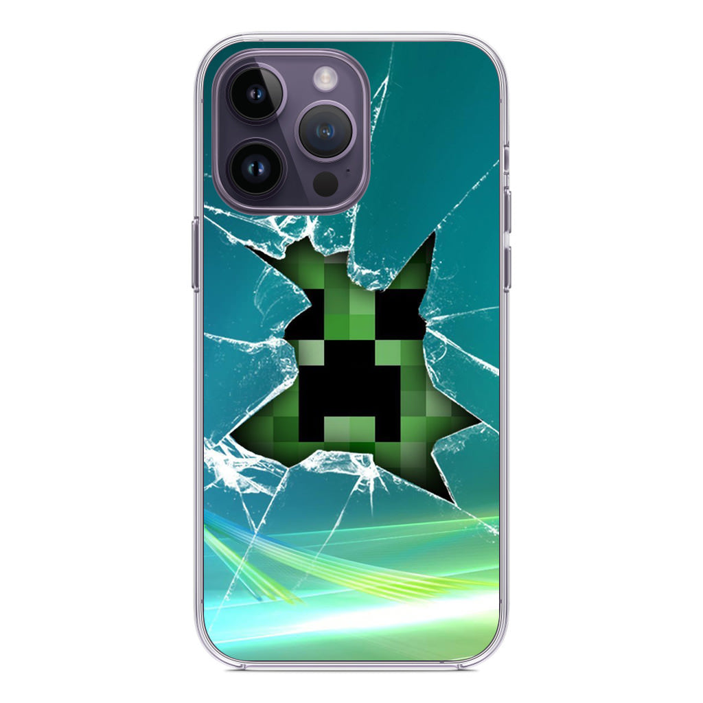 Creeper Glass Broken Green iPhone 14 Pro / 14 Pro Max Case