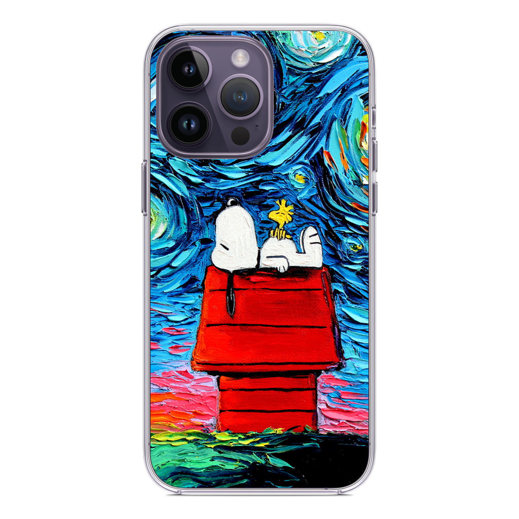 Dog Lying Under Starry Night Van Gogh iPhone 14 Pro / 14 Pro Max Case