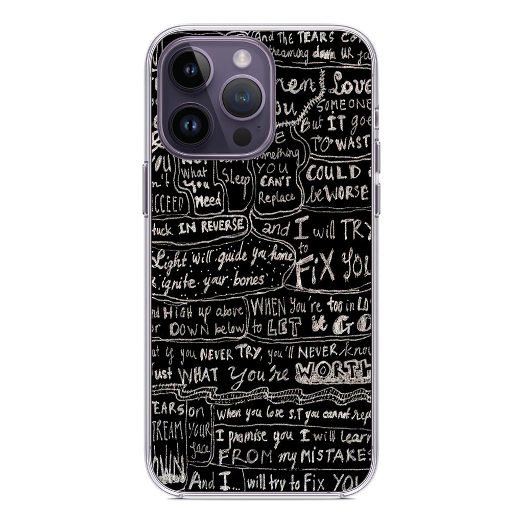 Fix You Lyrics iPhone 14 Pro / 14 Pro Max Case