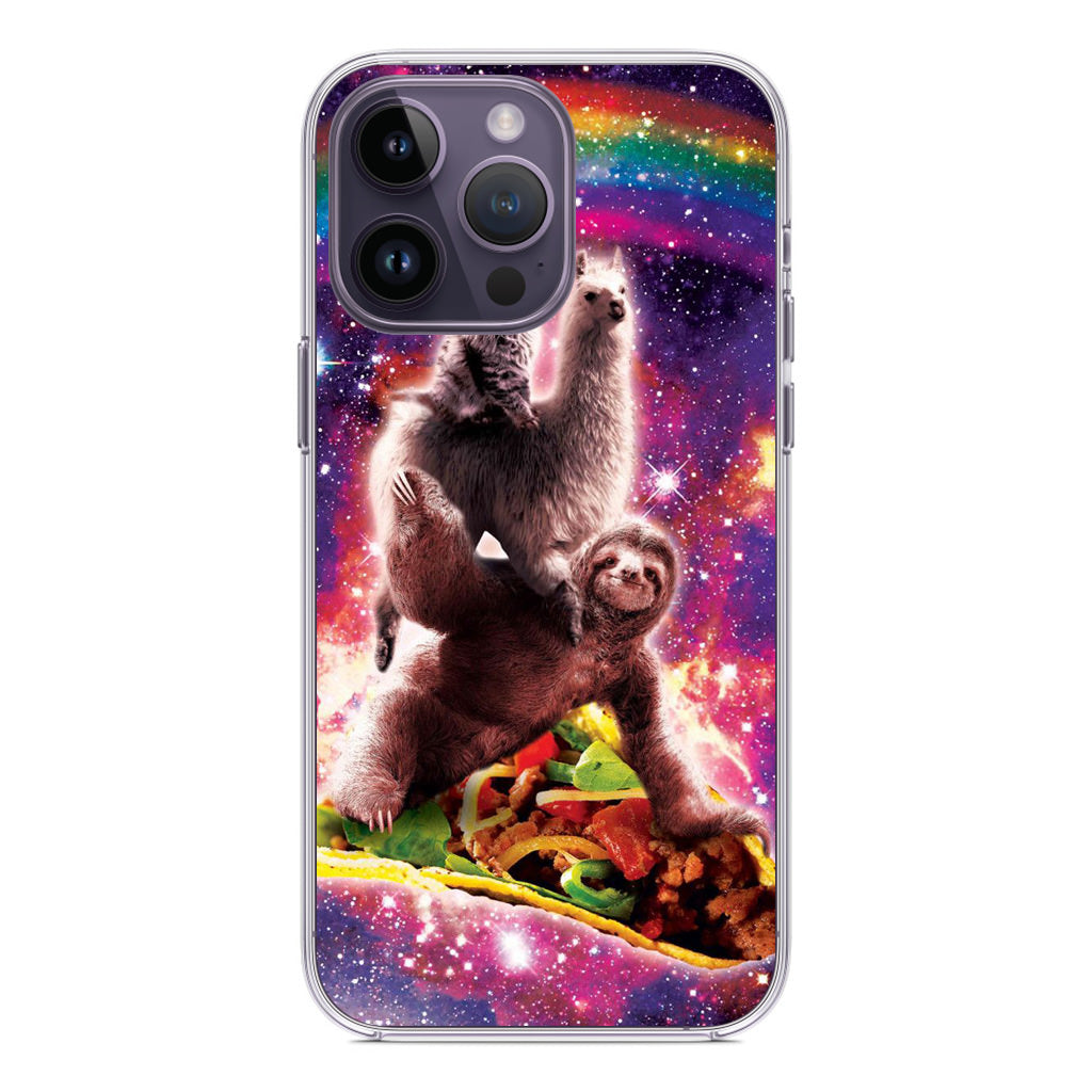 LLama Sloth And Cat Playing Together iPhone 14 Pro / 14 Pro Max Case