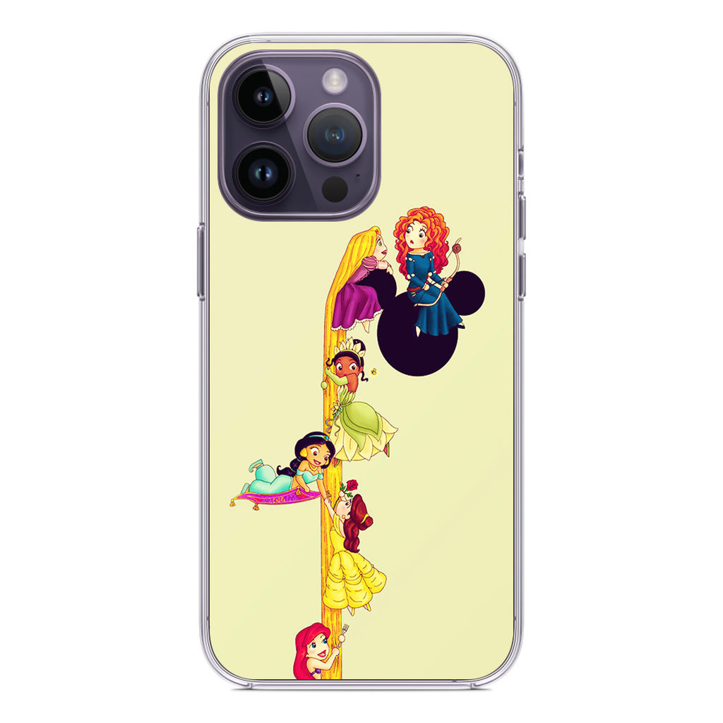 Princesses Climbing Rapunzel's Hair iPhone 14 Pro / 14 Pro Max Case