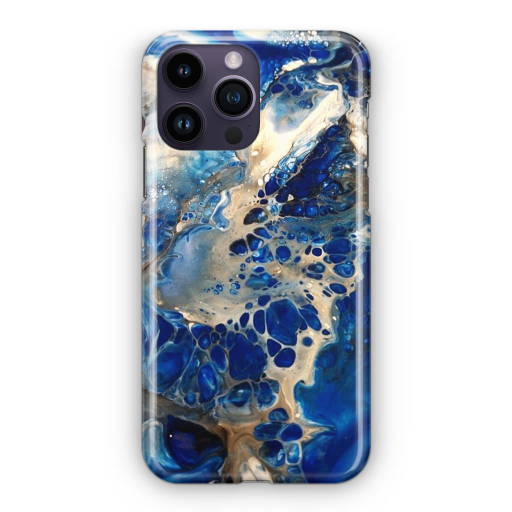 Abstract Golden Blue Paint Art iPhone 15 Pro / 15 Pro Max Case