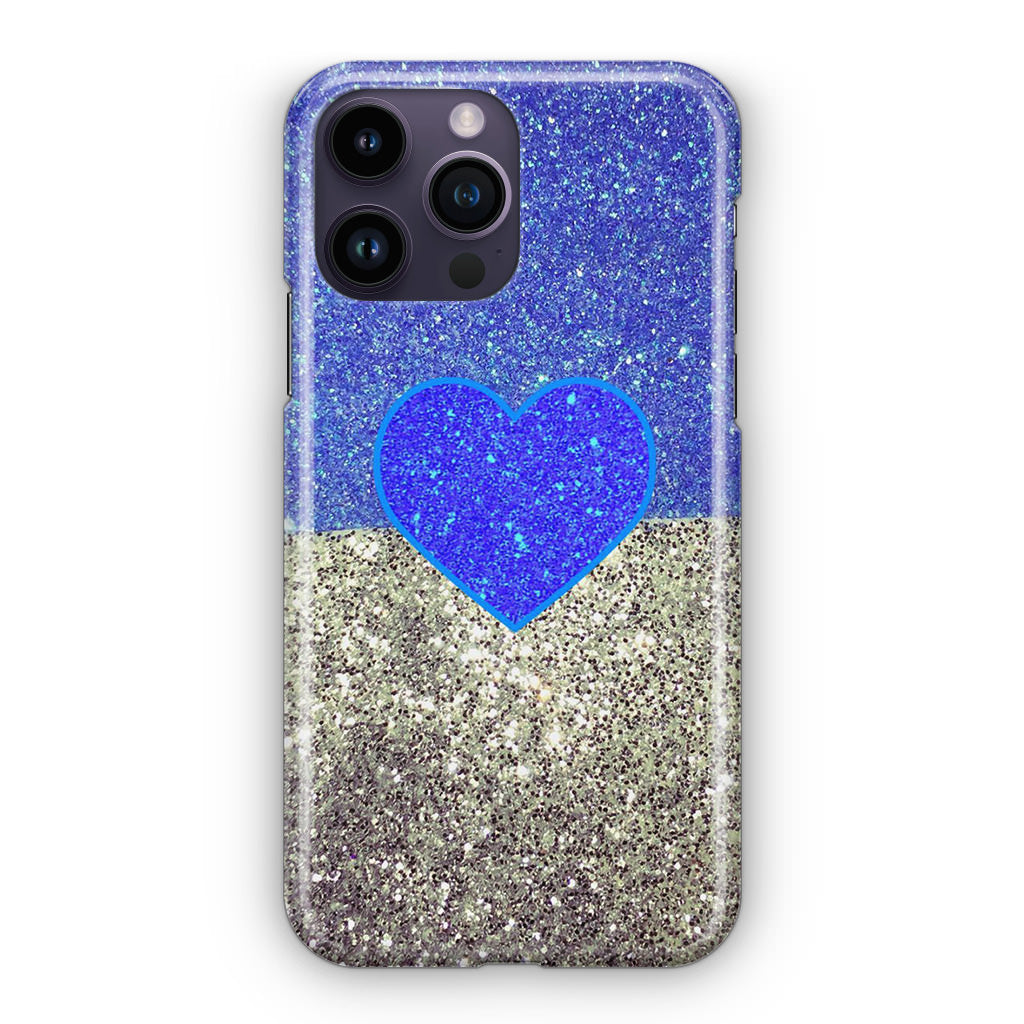 Love Glitter Blue and Grey iPhone 14 Pro / 14 Pro Max Case