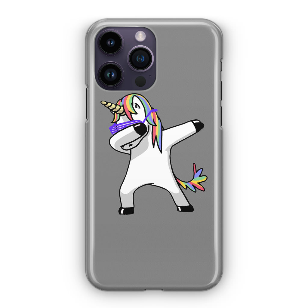 Unicorn Dabbing Grey iPhone 14 Pro / 14 Pro Max Case