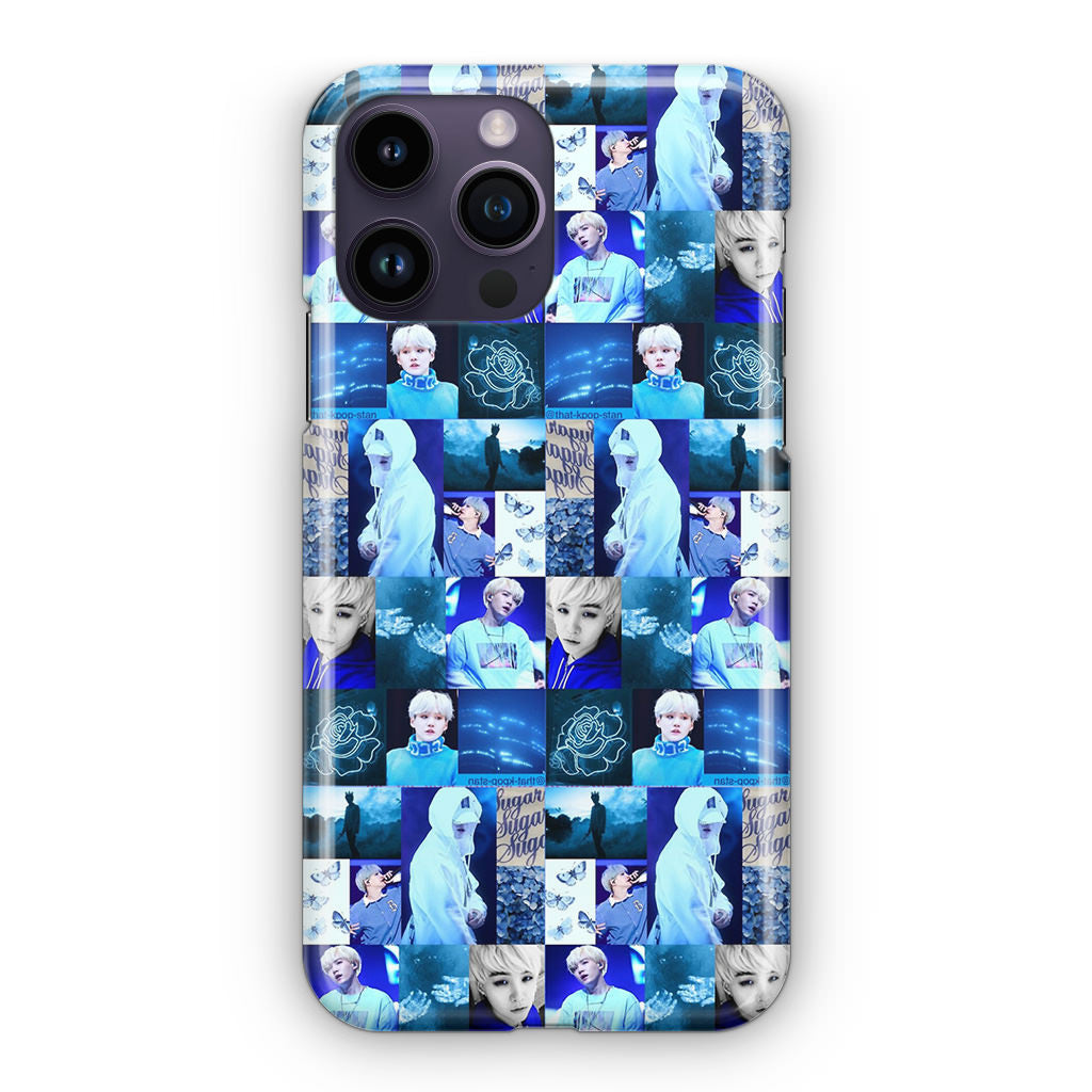 BTS Suga Blue Aesthetic Collage iPhone 14 Pro / 14 Pro Max Case