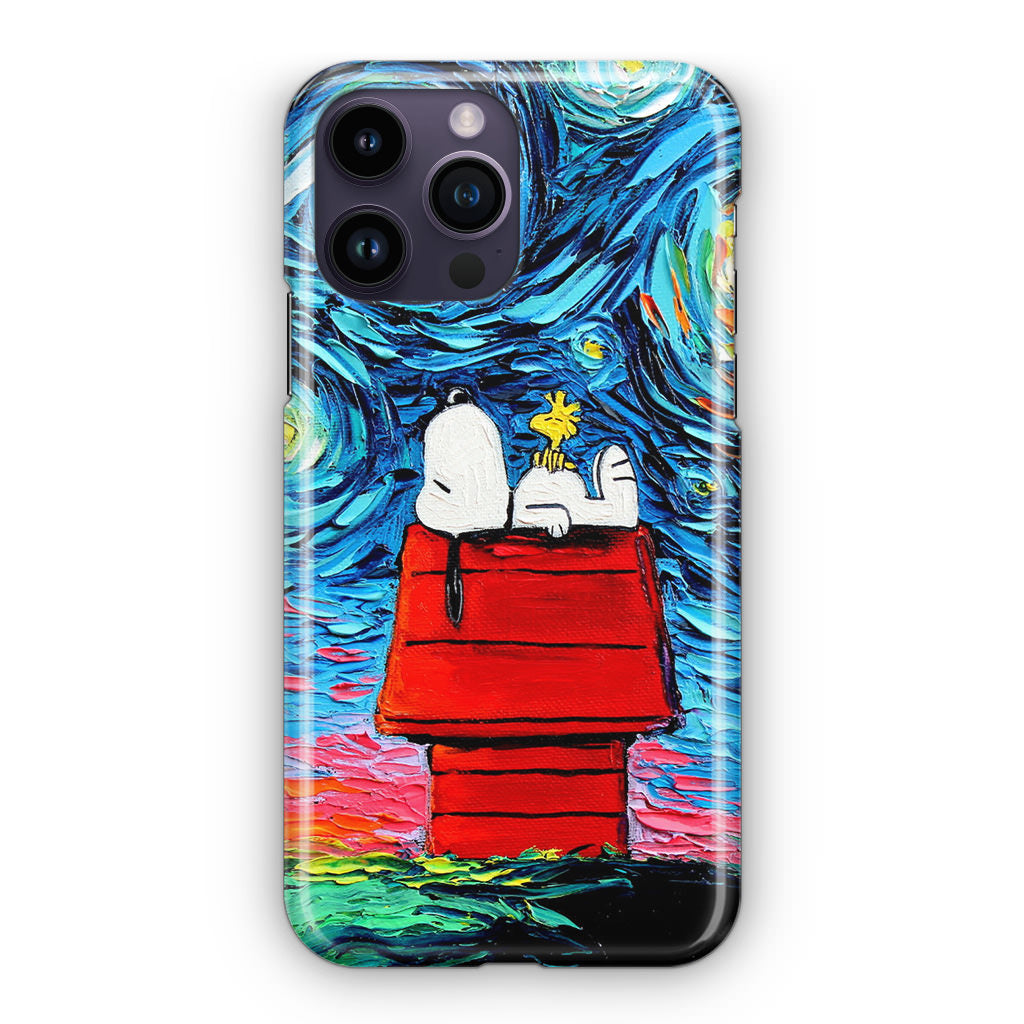 Dog Lying Under Starry Night Van Gogh iPhone 14 Pro / 14 Pro Max Case