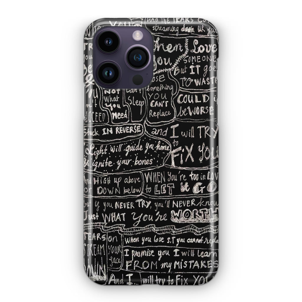 Fix You Lyrics iPhone 14 Pro / 14 Pro Max Case