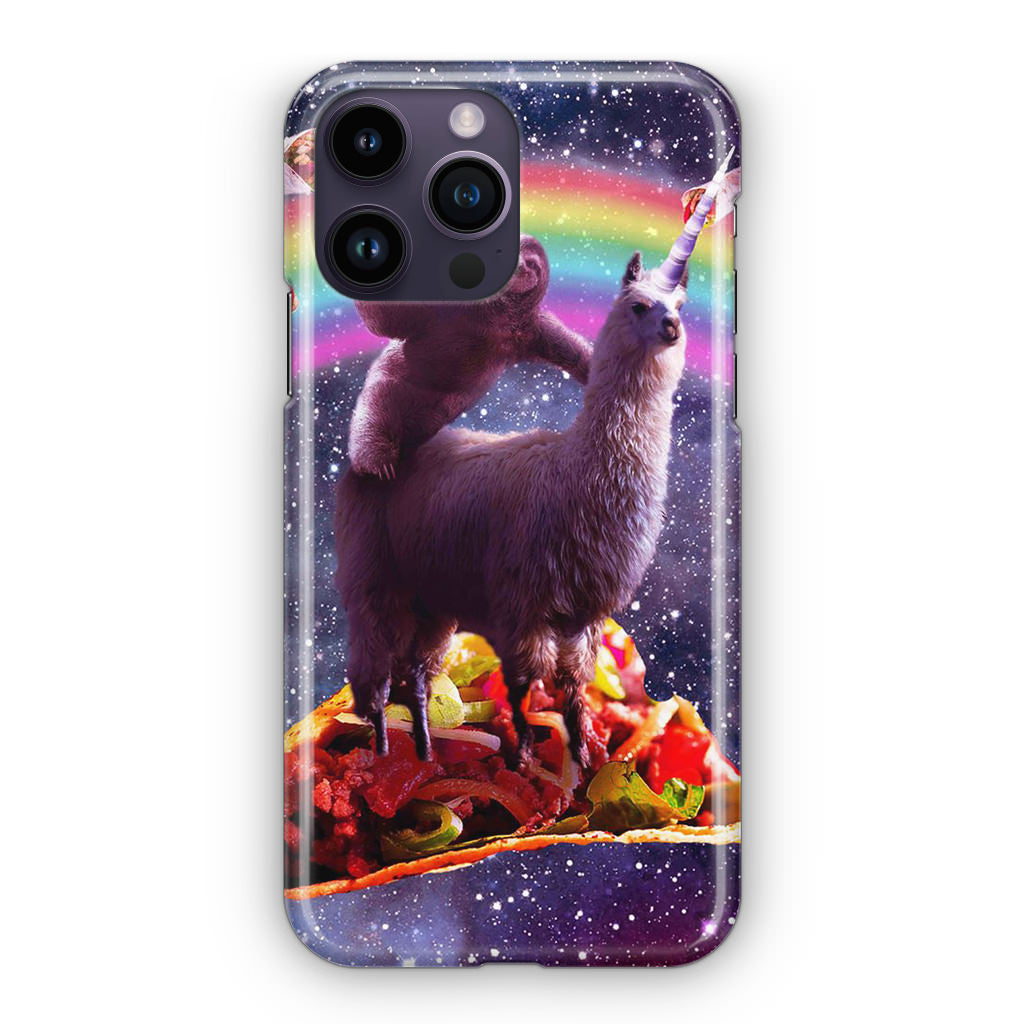 LLama And Sloth On Space iPhone 14 Pro / 14 Pro Max Case