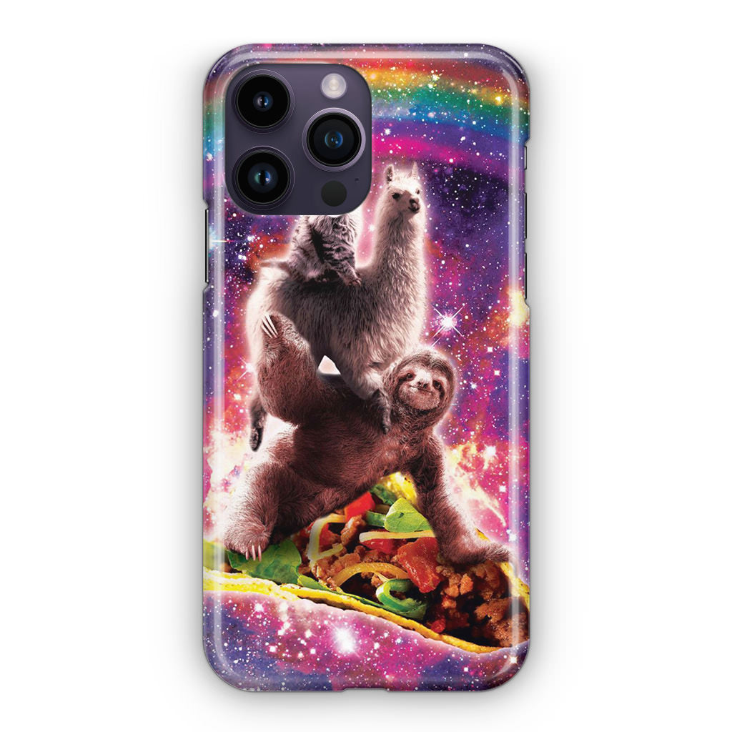 LLama Sloth And Cat Playing Together iPhone 14 Pro / 14 Pro Max Case