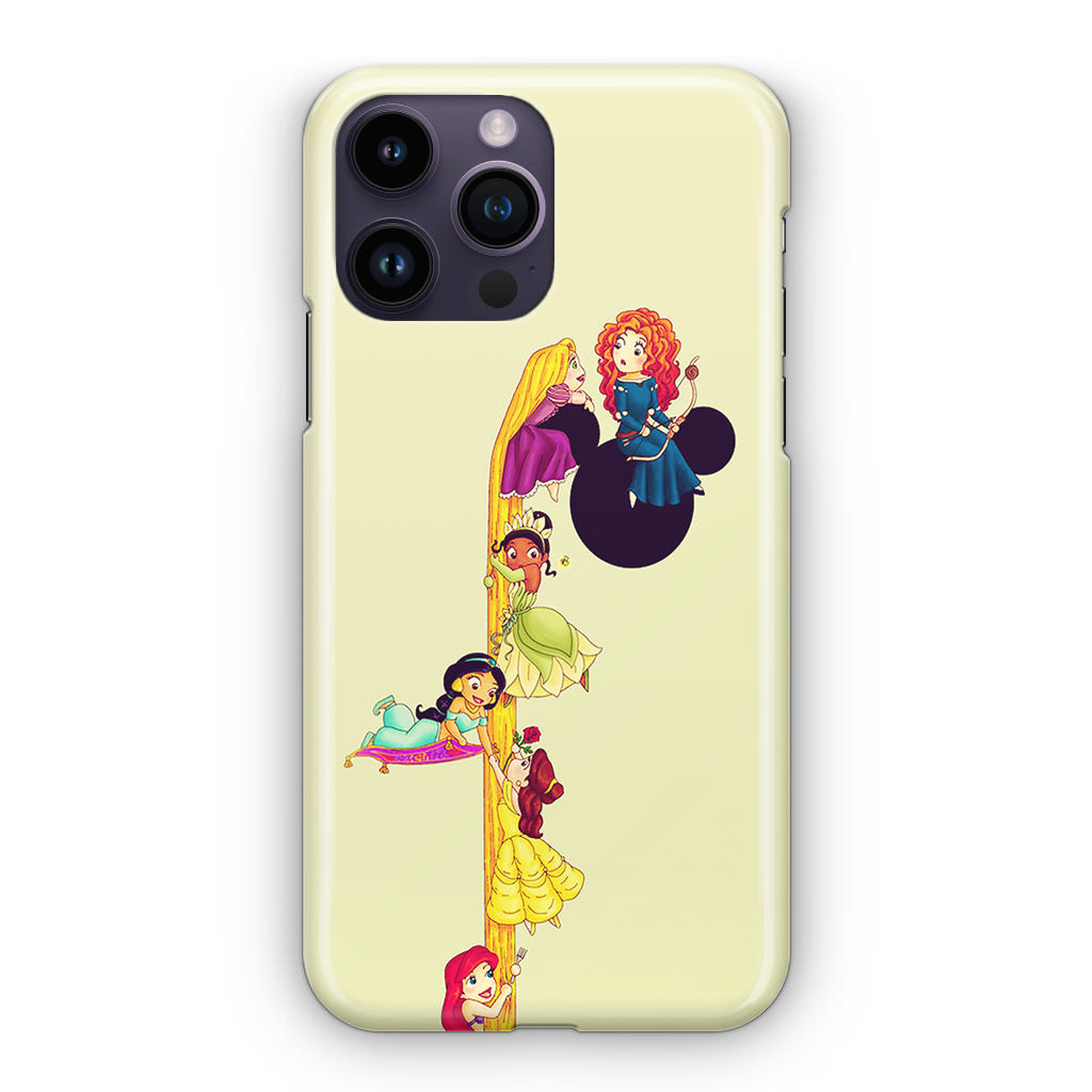 Princesses Climbing Rapunzel's Hair iPhone 14 Pro / 14 Pro Max Case