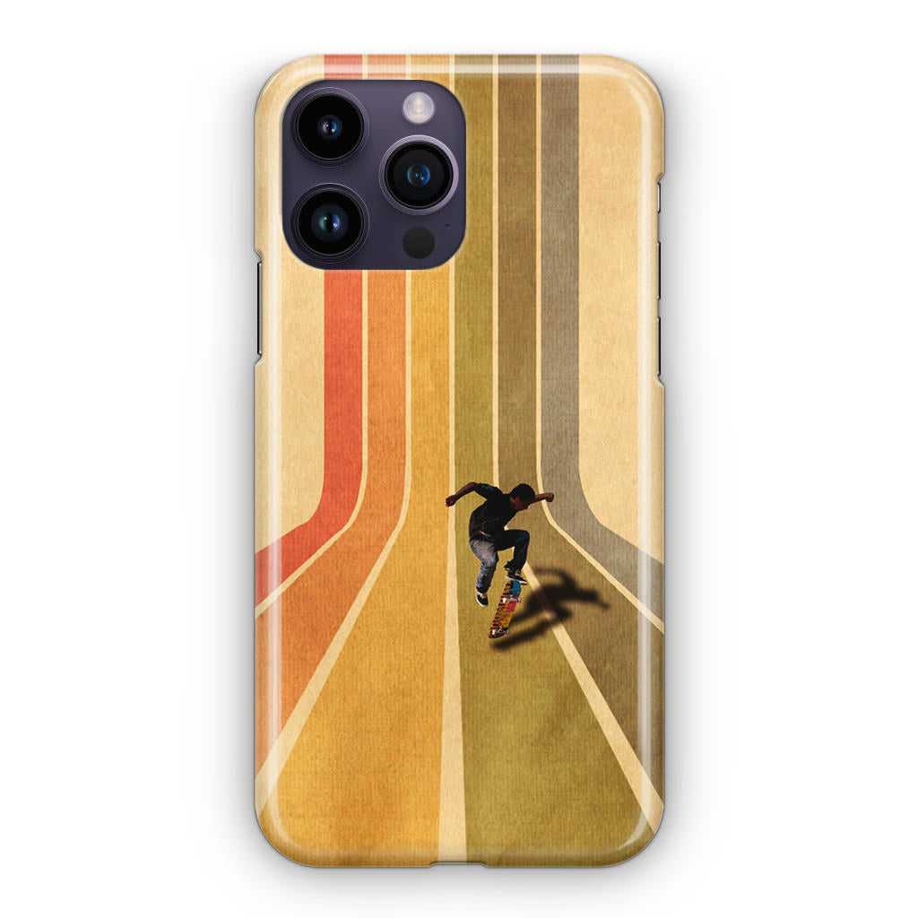 Vintage Skateboard On Colorful Stipe iPhone 14 Pro / 14 Pro Max Case
