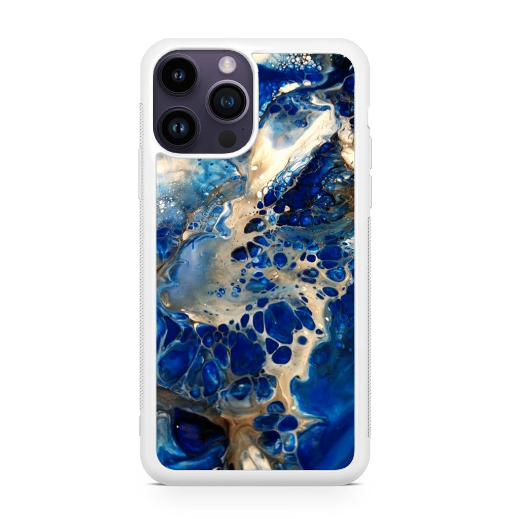 Abstract Golden Blue Paint Art iPhone 14 Pro / 14 Pro Max Case