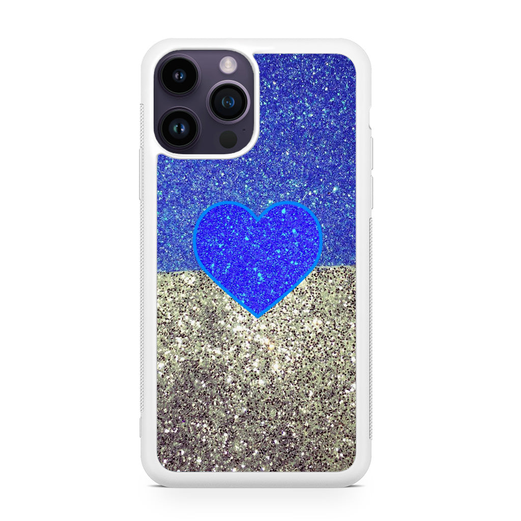 Love Glitter Blue and Grey iPhone 14 Pro / 14 Pro Max Case