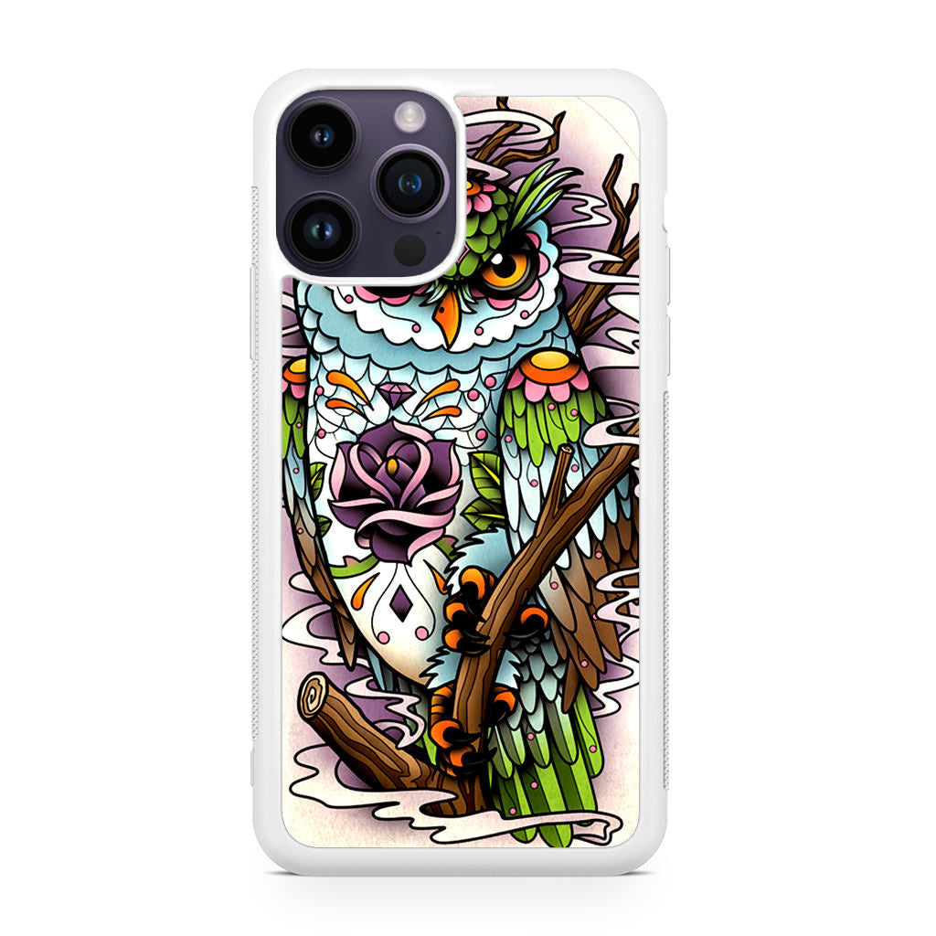 Sugar Skull Owl Tattoo iPhone 14 Pro / 14 Pro Max Case