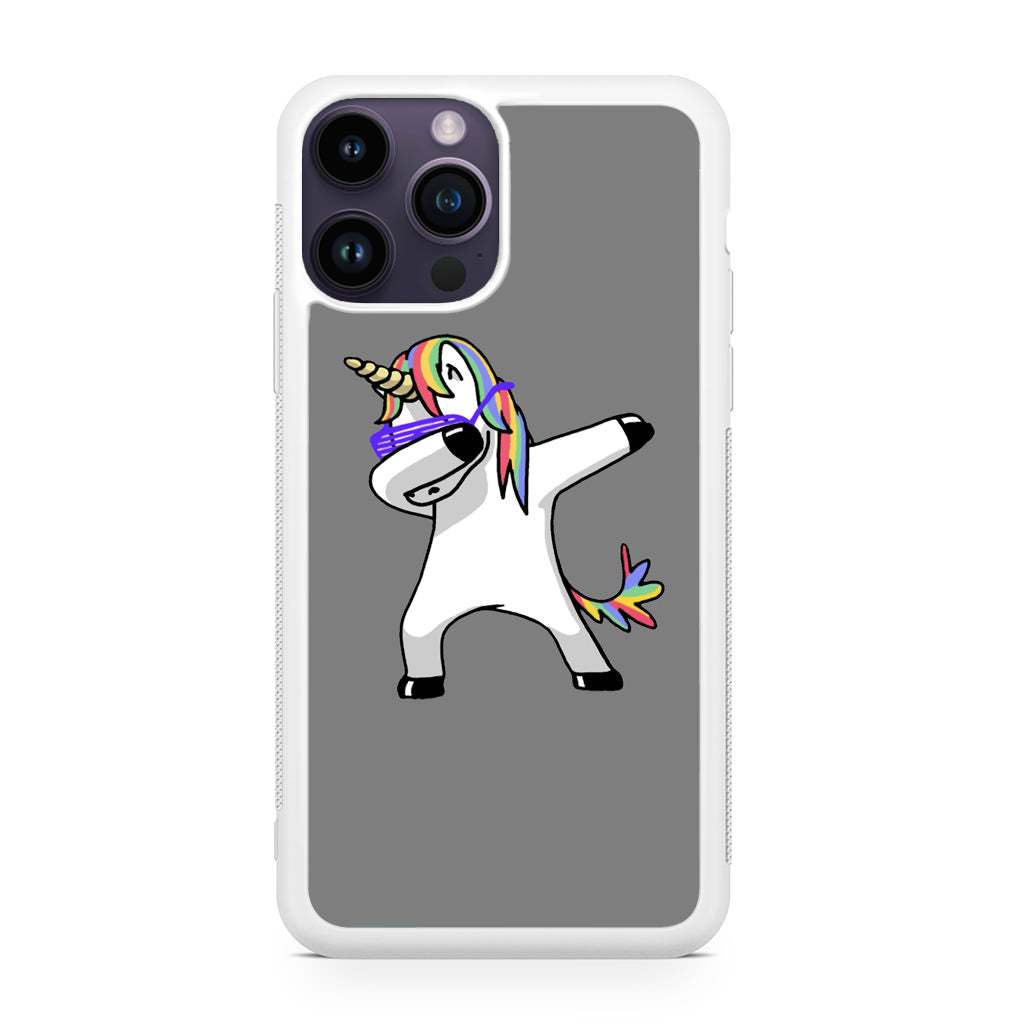 Unicorn Dabbing Grey iPhone 14 Pro / 14 Pro Max Case