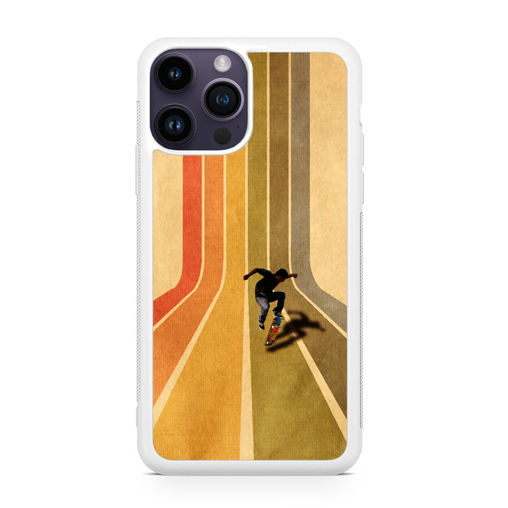 Vintage Skateboard On Colorful Stipe Runway iPhone 14 Pro / 14 Pro Max Case