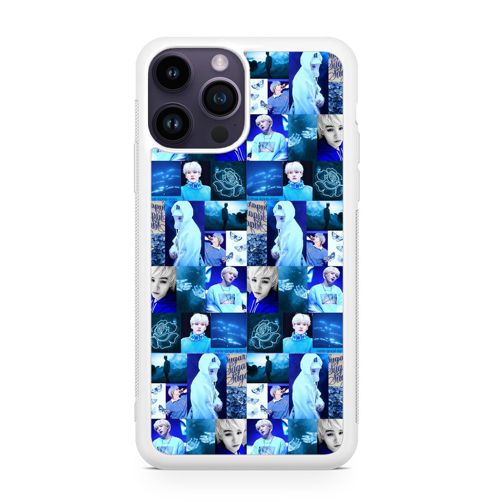 BTS Suga Blue Aesthetic Collage iPhone 14 Pro / 14 Pro Max Case