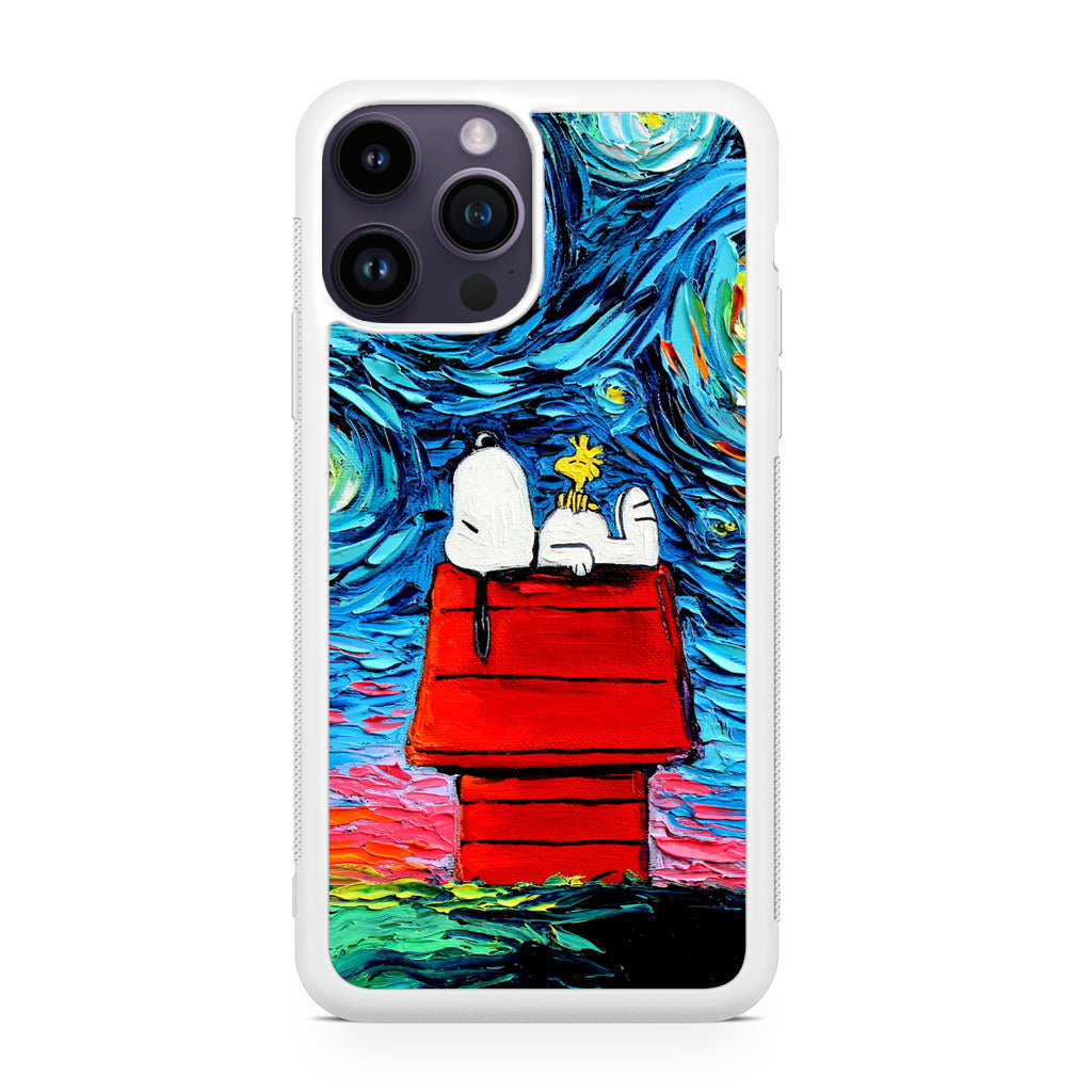 Dog Lying Under Starry Night Van Gogh iPhone 15 Pro / 15 Pro Max Case