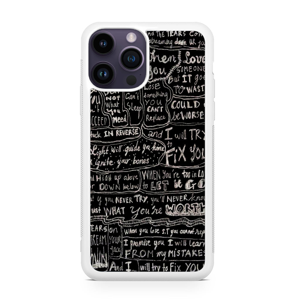 Fix You Lyrics iPhone 14 Pro / 14 Pro Max Case