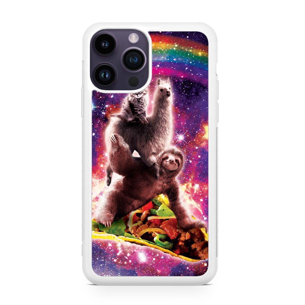 LLama Sloth And Cat Playing Together iPhone 14 Pro / 14 Pro Max Case