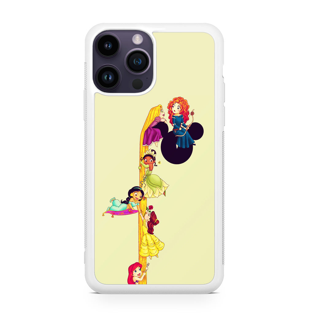 Princesses Climbing Rapunzel's Hair iPhone 15 Pro / 15 Pro Max Case