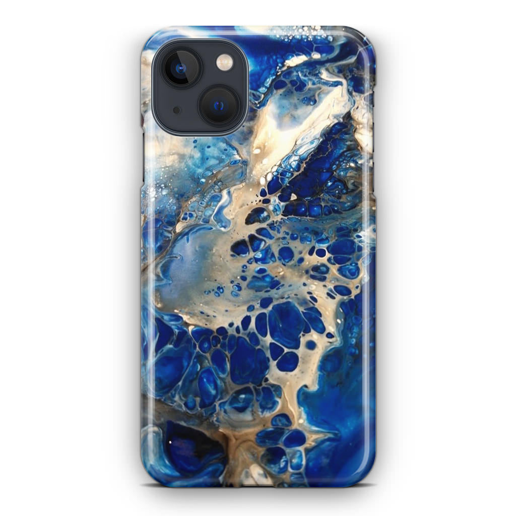 Abstract Golden Blue Paint Art iPhone 14 / 14 Plus Case