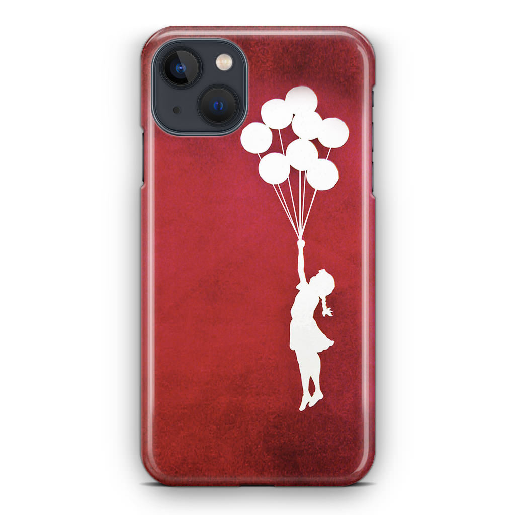 Banksy Girl With Balloons Red iPhone 15 / 15 Plus Case