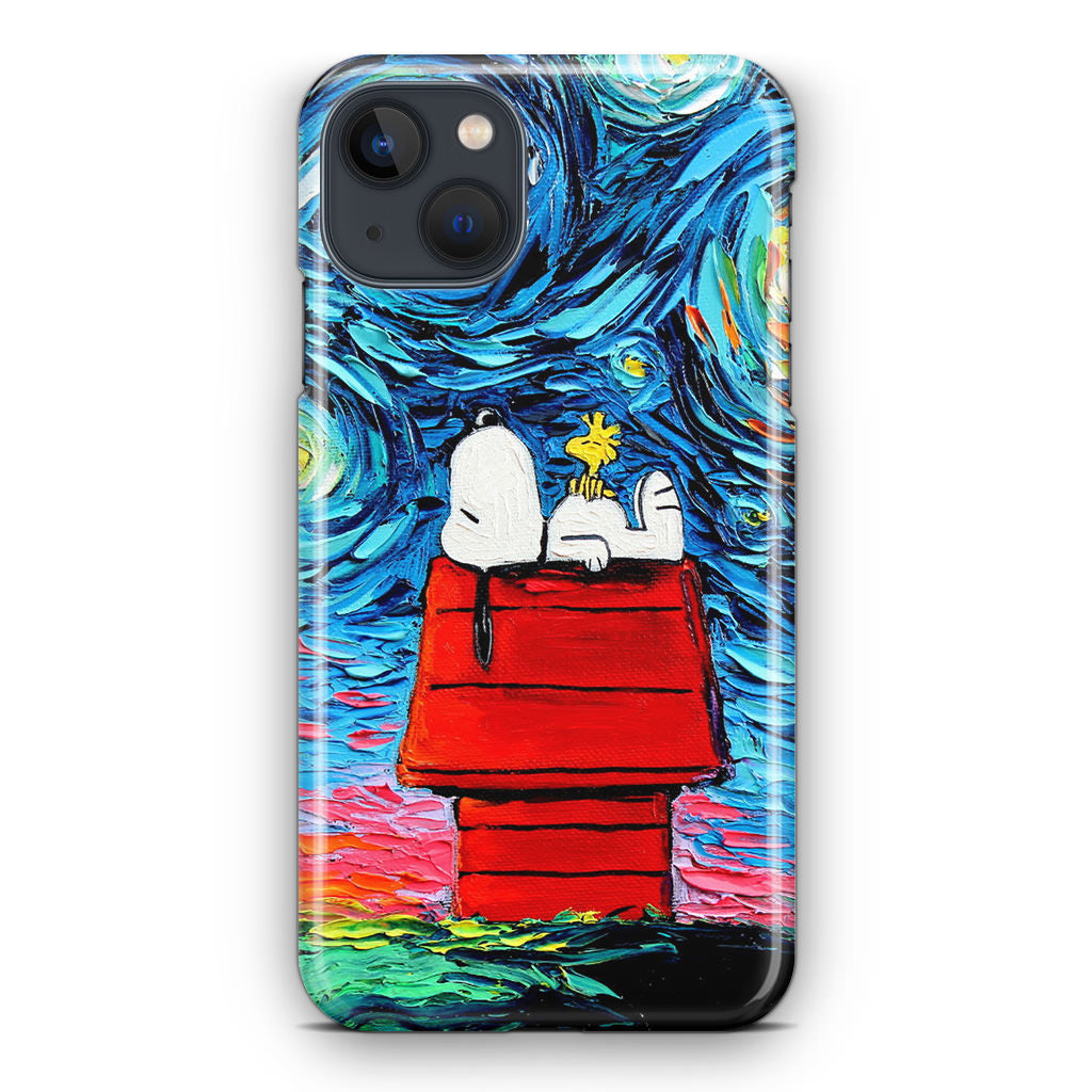 Dog Lying Under Starry Night Van Gogh iPhone 14 / 14 Plus Case