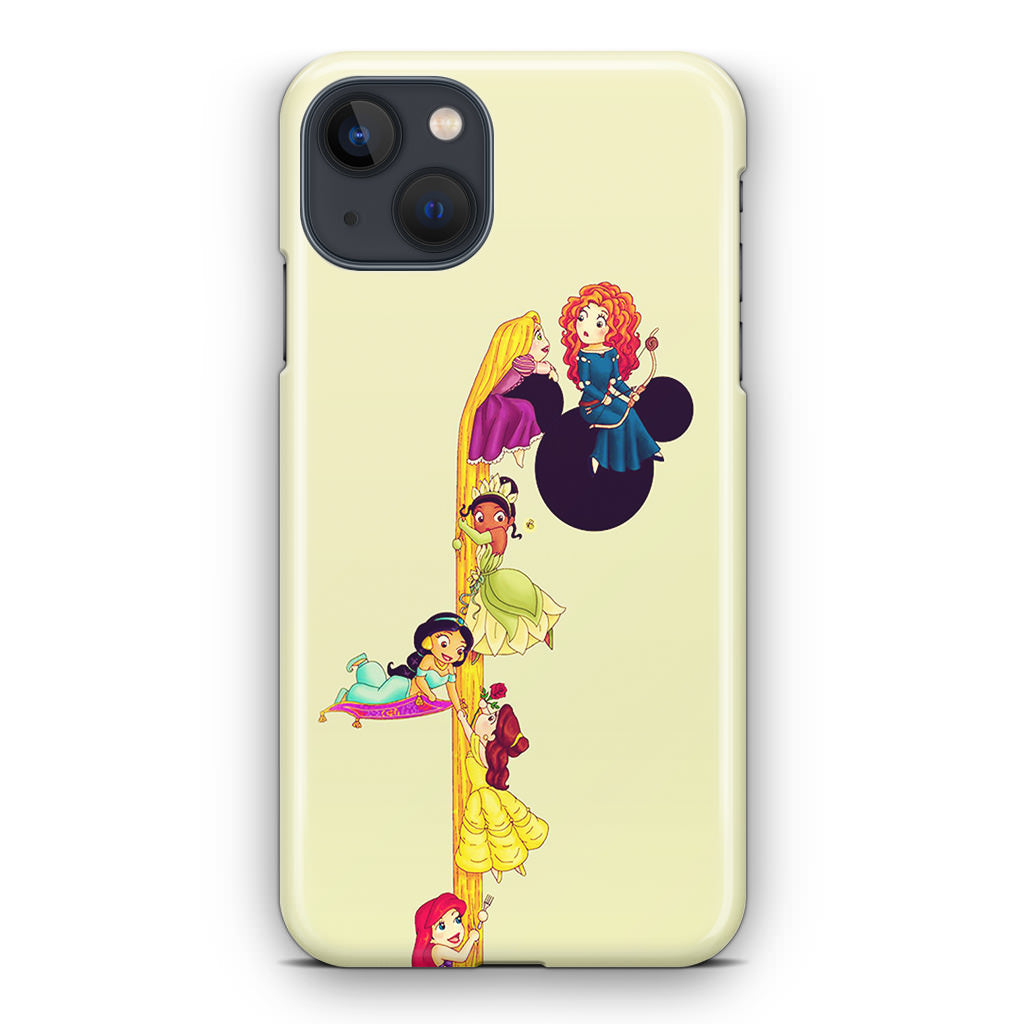 Princesses Climbing Rapunzel's Hair iPhone 14 / 14 Plus Case