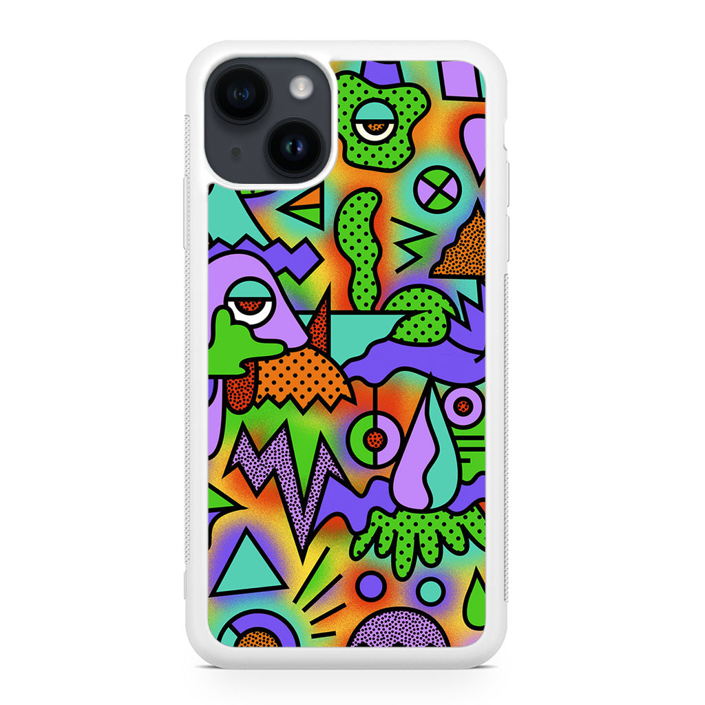 Abstract Colorful Doodle Art iPhone 14 / 14 Plus Case