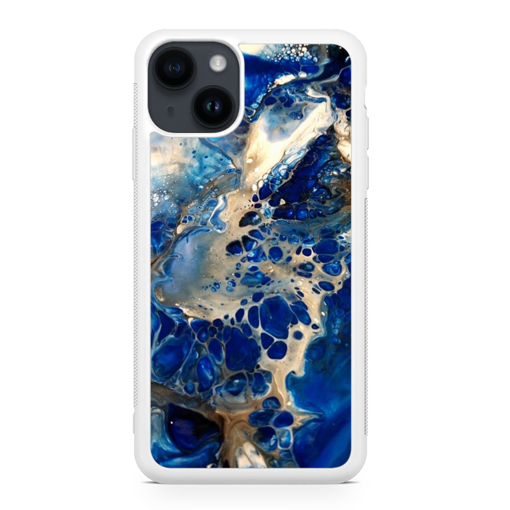 Abstract Golden Blue Paint Art iPhone 14 / 14 Plus Case