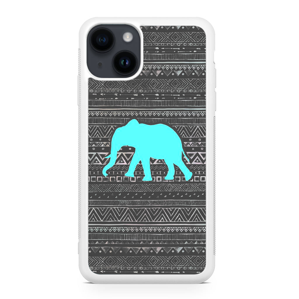 Aztec Elephant Turquoise iPhone 14 / 14 Plus Case