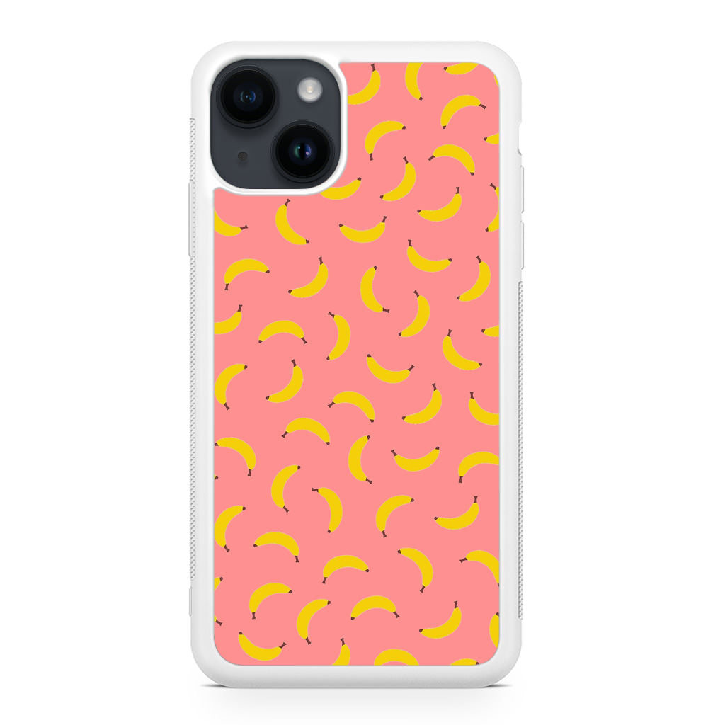 Bananas Fruit Pattern Pink iPhone 14 / 14 Plus Case